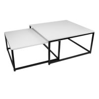 Set dvou konferenčních stolků KASTLER NEW TYP 1 MDF barva bílá mat, kov černý lak