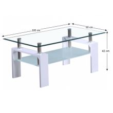 Konferenční stolek LIBOR new, bílá extra vysoký lesk HG, sklo čiré