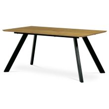 Jídelní stůl HT-722 OAK, 160x90 cm, MDF 3D dekor divoký dub, kov černý lak mat