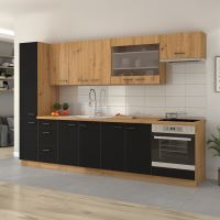 Spodní kuchyňská skříňka, černý mat / dub artisan, Monro 80 D 2F BB (16)