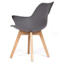 Jídelní židle s područkami CT-771 GREY plast a ekokůže šedá, přírodní buk