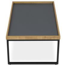Konferenční stolek CT-611 OAK, 100x60 cm, MDF deska šedá, divoký dub, kov černý matný lak