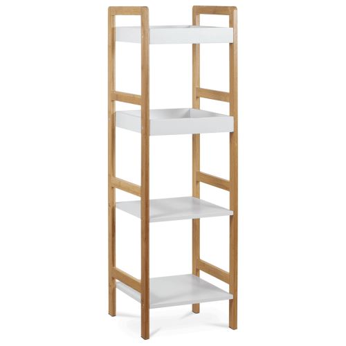 Regál DR-013-4 bambus a MDF bílá