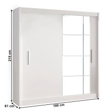 Skříň s posuvnými dveřmi a zrcadlem LOW 180 cm, bílá