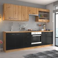 Spodní kuchyňská skříňka, černý mat / dub artisan, Monro 60 D 1F BB (9)