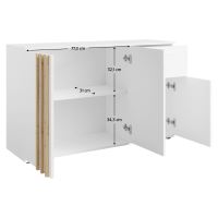 Komoda 3D1S TOLIS TYP 2, šířka 120 cm, matná bílá a dub artisan (2)
