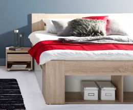 Ložnice MILO III ( postel 160x200 cm a skříň ) dub sonoma a matná bílá