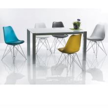 Jídelní židle METAL 2 NEW plast a ekokůže bílá, podnož kov chrom