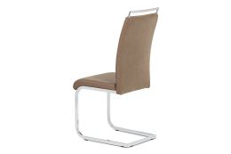 Jídelní židle DCL-966 LAN2 látka lanýžová, koženka hnědá, chrom, VÝPRODEJ expo, poslední 1 kus