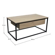 Konferenční stolek NAVARO TYP 1, 100x55 cm, MDF lamino dub, kov černý lak mat