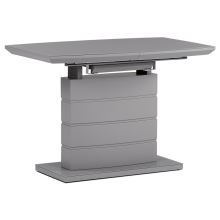 Jídelní stůl HT-420 GREY, rozkládací 110+40x70 cm, šedé sklo a MDF šedý matný lak