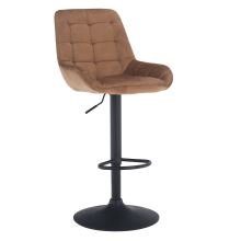 Barová židle CHIRO sametová látka Velvet hnědá, kov černý lak