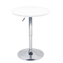 Barový stůl s nastavitelnou výškou BRANY 2 NEW, průměr 60 cm, MDF barva bílá, kov chrom