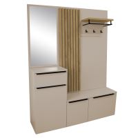 Předsíňová sestava ALIVA V1, šířka 150 cm, kašmír matná a dub artisan