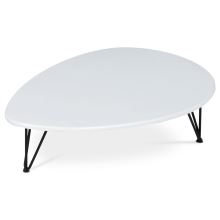 Nízký konferenční stolek AF-3013 WT, 94x69 cm, v.25 cm, MDF bílý mat, kov černý lak mat