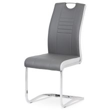 Jídelní židle DCL-406 GREY koženka šedá, boky bílé, chrom, VÝPRODEJ expo, pouze 1 kus