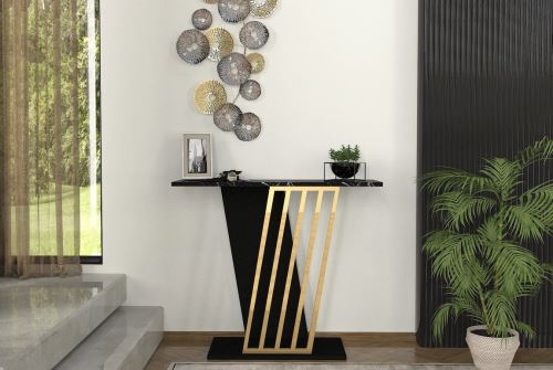 Konzolový stolek GIOS 90 cm, lamino černá a marble
