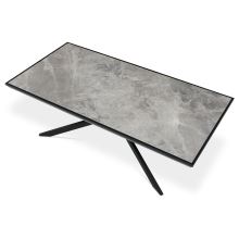 Konferenční stolek AHG-288 GREY deska slinutá keramika 120x60 cm, šedý mramor, nohy černý kov