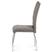 Jídelní židle HC-485 COF2 látka kávová, bílé prošití, kov chrom