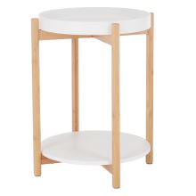 Příruční stolek KABRA MDF barva bílá, bambus lakovaný přírodní