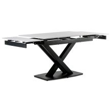 Jídelní stůl HT-450M BK 120+30+30x80 cm, keramická deska bílý mramor, kov černý matný lak