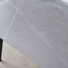 Jídelní stůl HT-406M GREY, 160x90 cm, slinutý kámen v imitaci mramor mat, kov černý lak mat
