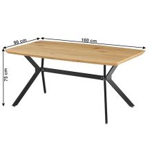 Jídelní stůl MEDITER 160x90 cm, dezén dub, kov černý
