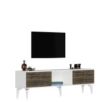 LARING TV stolek na nožičkách, bílá / ořech (2)