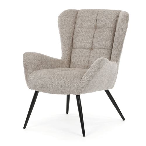 Křeslo ušák AK-H9206 COF2 látka světle hnědá, kov černý matný lak