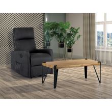 Konferenční stolek AHG-260 OAK, 110x60 cm, deska MDF, dekor divoký dub, nohy kov černý mat
