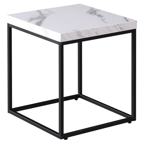 Odkládací příruční stolek CT-V2004 WT MDF bílý mramor, kov černý matný lak