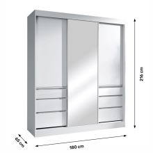 Skříň s posuvnými dveřmi ROMUALDA 180 cm, bílá