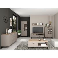 Komoda, šedohnědá Taupe/dub silverjack, DOMCA 2D3S (2)