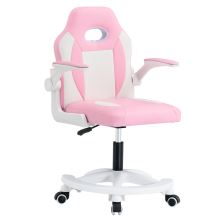 Dětská otočná židle ODELIA ekokůže a plast, růžová a bílá
