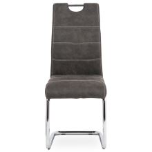 Jídelní židle HC-483 GREY3 látka Cowboy antracit, bílé prošití, kov chrom