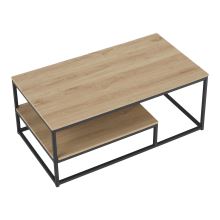 Konferenční stolek LARON 110x60 cm, MDF dub světlý, kov černý lak
