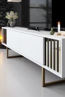 Obývací stěna GOLD LINE 180 cm, matná bílá a černá (4)